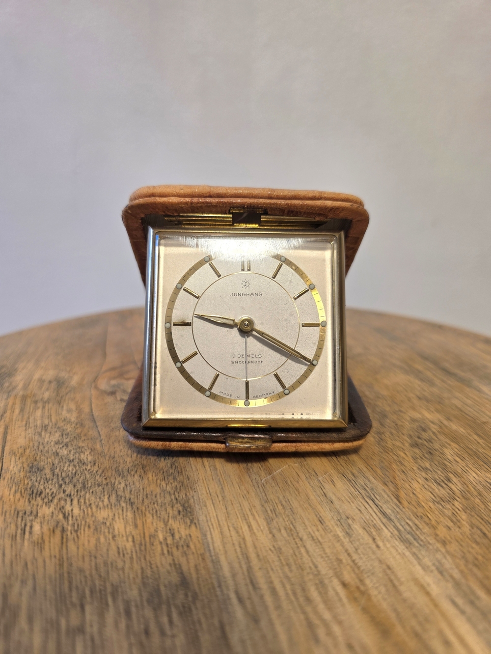 1950s Junghans Vintage Travel Alarm Clock German 7 Jewels - TESTED & WORKING